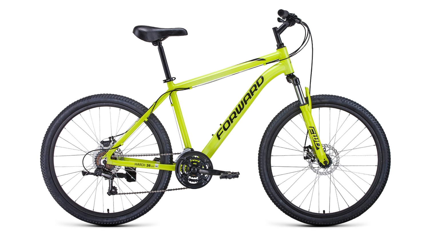 Горный велосипед Forward Hardi 26 2.1 D, год 2022, цвет Желтый-Черный, ростовка 18
