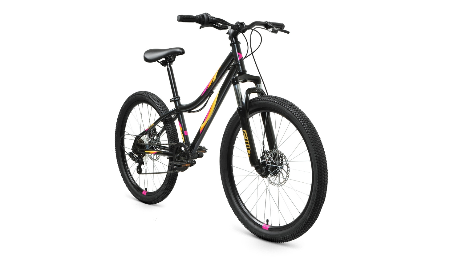 Подростковый велосипед Forward Iris 24 2.0 D, год 2022, цвет Черный-Розовый