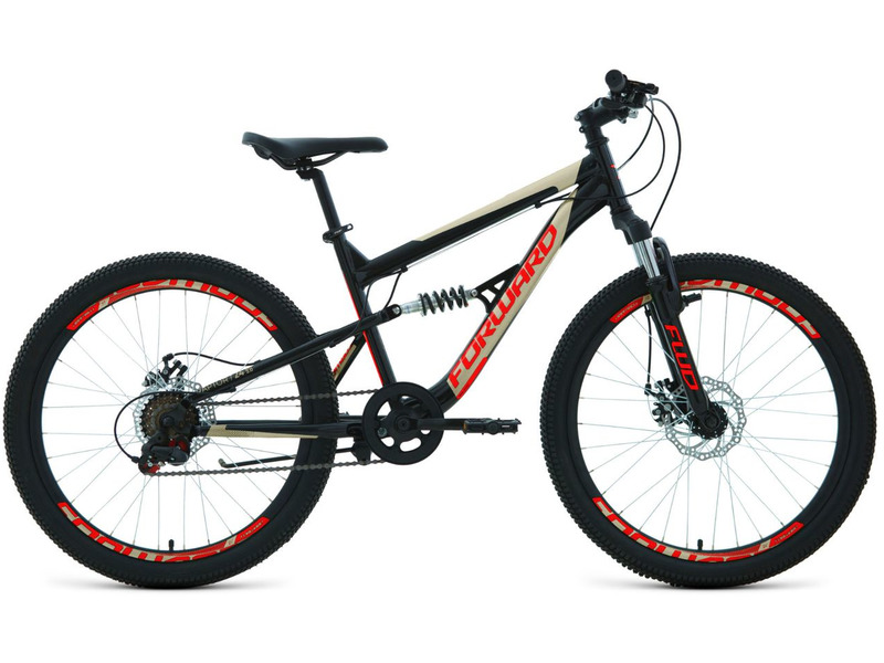 Подростковый велосипед Forward Raptor 24 2.0 Disc, год 2021, цвет Черный-Красный