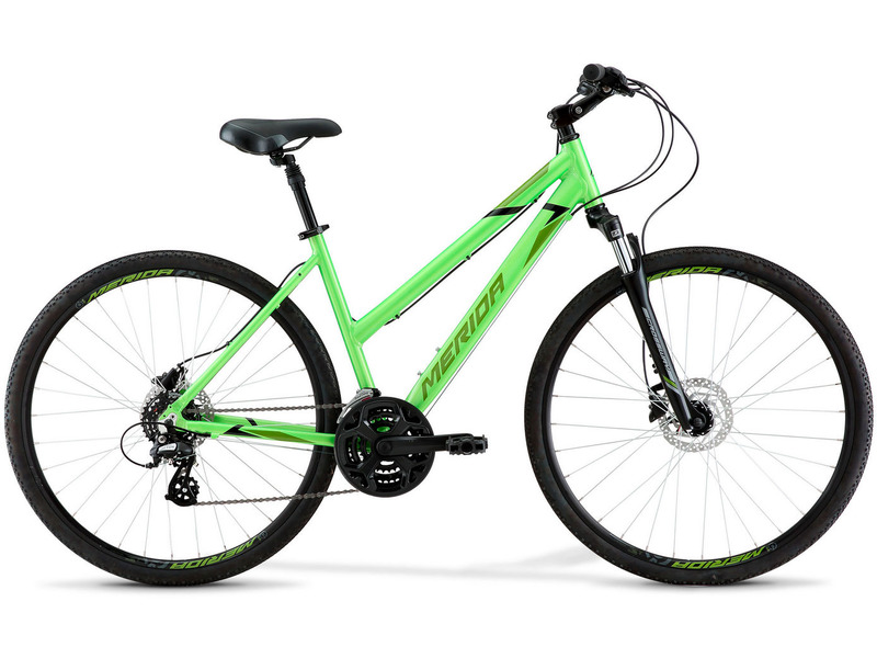 Женский велосипед Merida Crossway 10-D Lady, год 2021, цвет Зеленый-Черный, ростовка 18.5