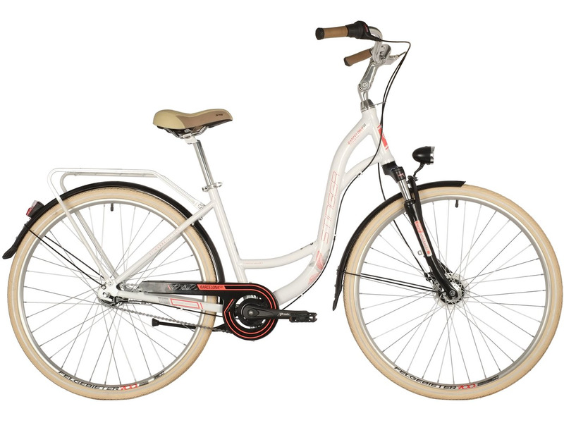 Женский велосипед Stinger Barcelona Evo, год 2021, цвет Белый, ростовка 15
