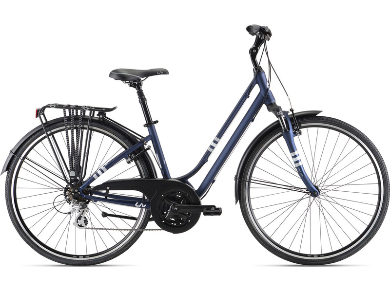 Женский велосипед Giant Flourish FS 2, год 2022, цвет Синий, ростовка 18