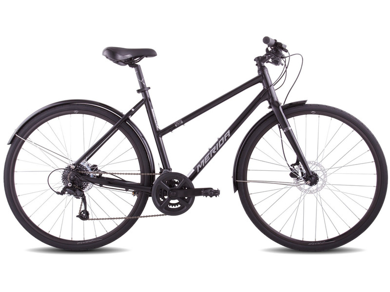 Женский велосипед Merida Crossway Urban 50 Lady, год 2023, цвет Черный-Серебристый, ростовка 20
