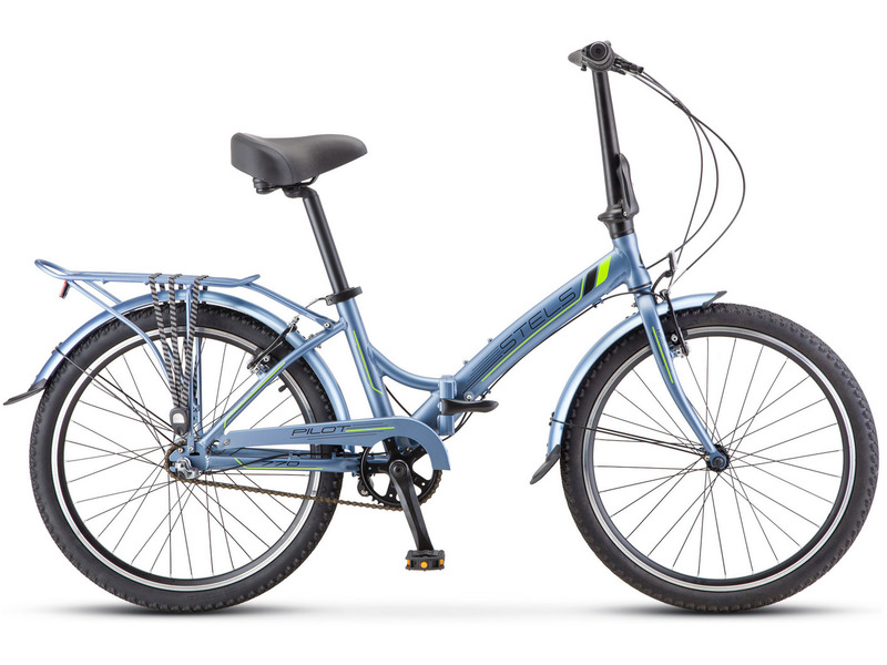 Складной велосипед Stels Pilot 770 24 V010, год 2023, цвет Серебристый-Зеленый